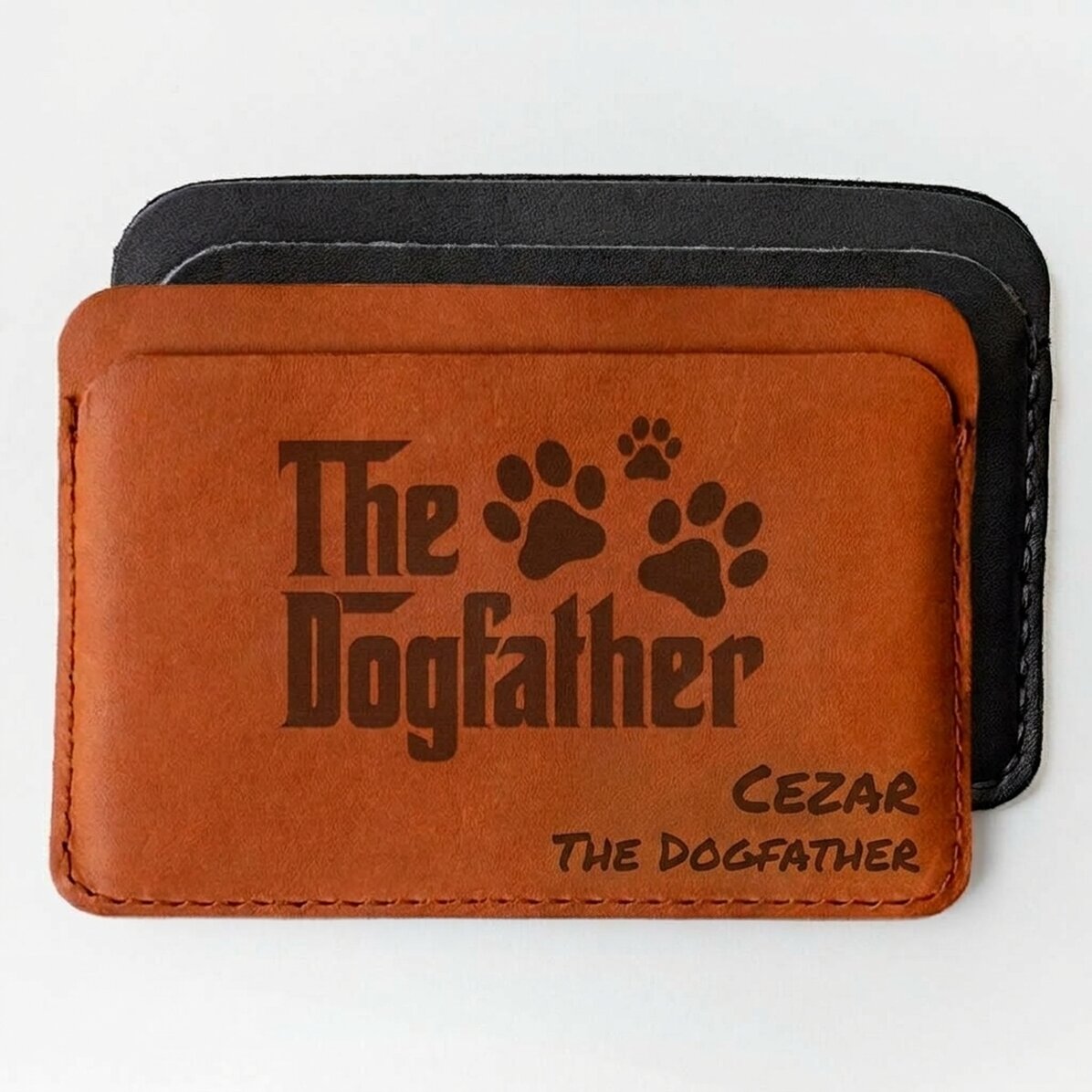 Personalisierte Lederbrieftasche mit Widmung – The Dogfather