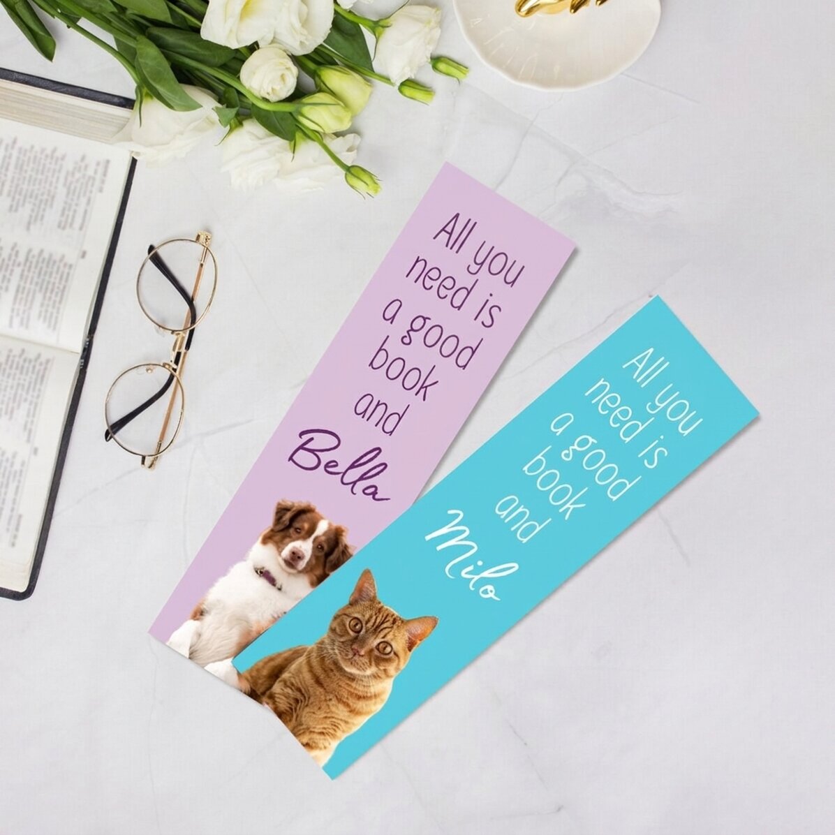 Personalisiertes Lesezeichen mit Text und Foto – Animalut