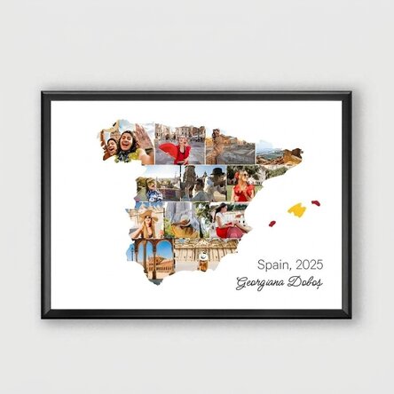 Personalised canvas with 12 photos and text - Spain