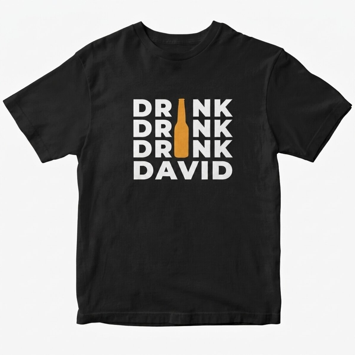 Personalisiertes Baumwoll-T-Shirt mit dem Aufdruck „Drink, drank, drunk“
