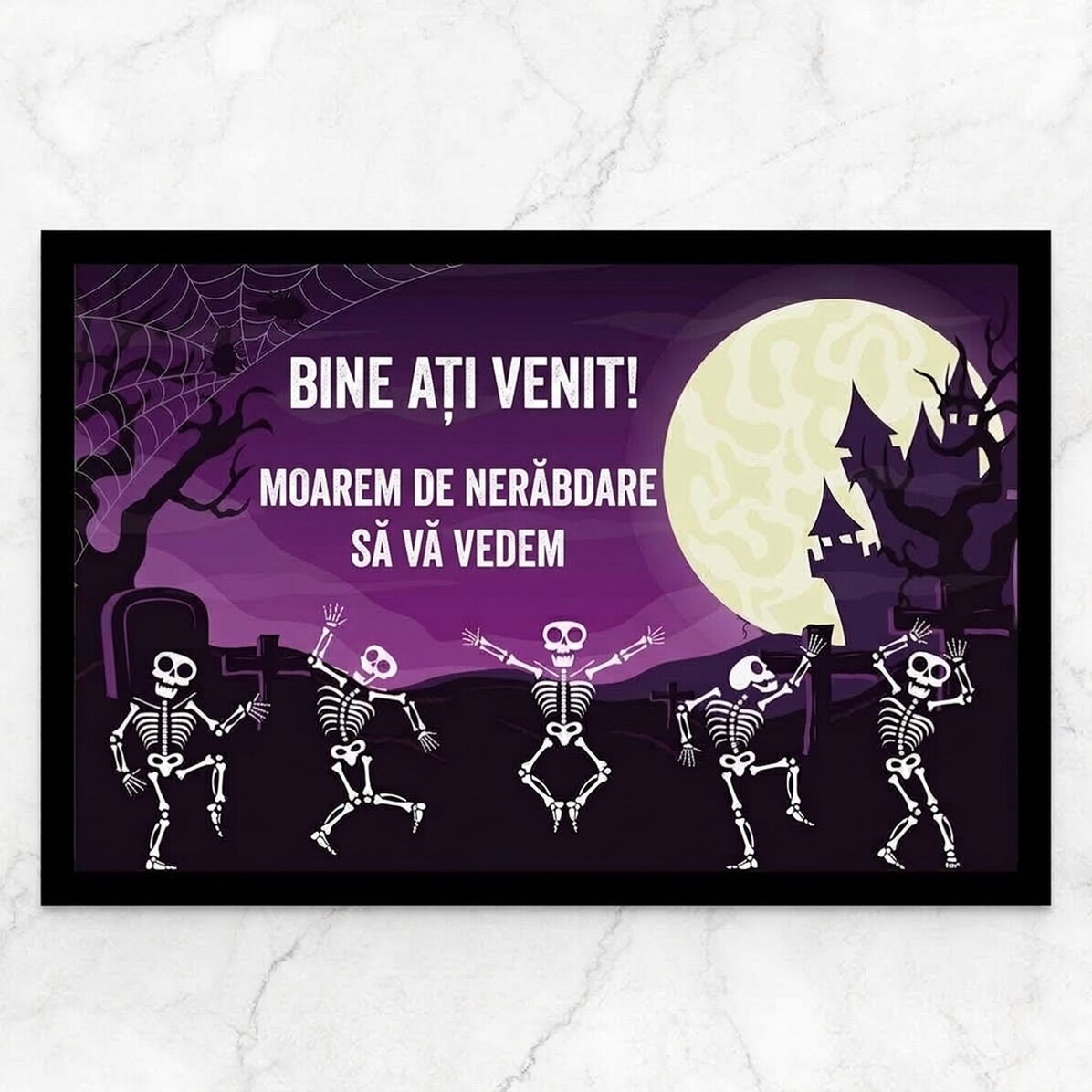 Individuell gestaltete Fußmatte mit Text – Skeletons
