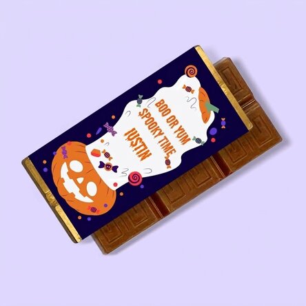Personalisierte Mini-Schokoladentafel mit Aufdruck – „Trick or treat“