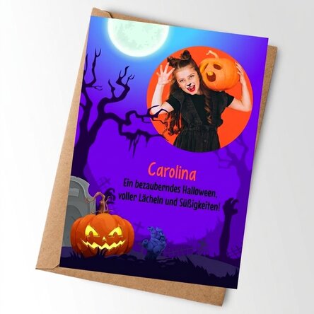 Personalisierte Karte mit Text und Foto – Halloween