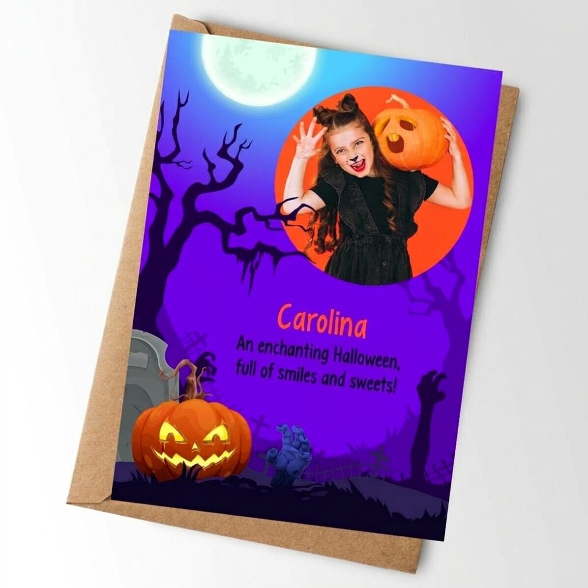 Personalisierte Karte mit Text und Foto – Halloween