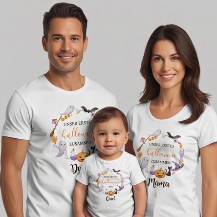 Personalisiertes Baumwoll-T-Shirt für Kinder/Erwachsene – My first Halloween