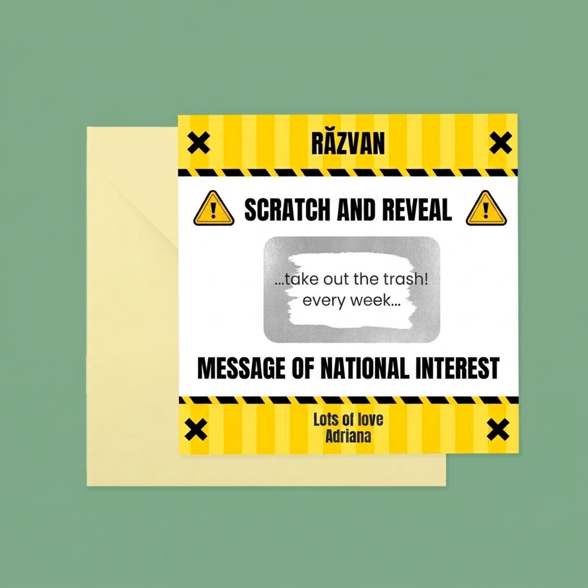 Personalisierte Rubbelkarte mit Text – Interes National