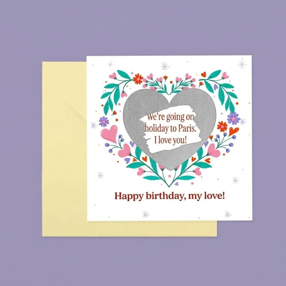 Personalisierte Rubbelkarte mit Text – Love