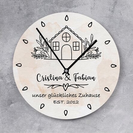 Personalisierte Uhr mit Text – Happy Place