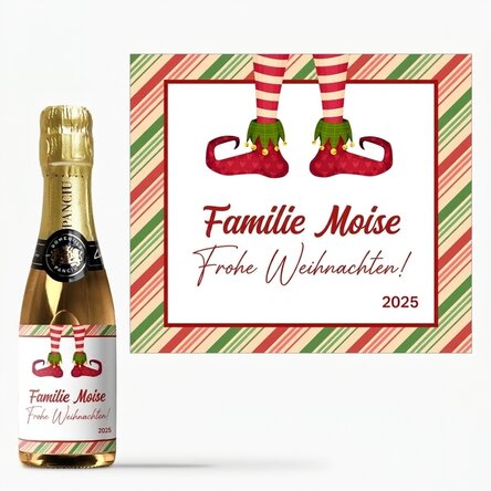 Kleine, mit einem Text personalisierte Sektflasche – Elf