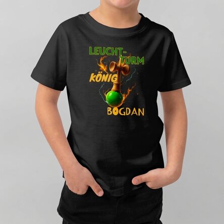 Personalisiertes Baumwoll-T-Shirt für Kinder mit Aufdruck – Lighthouse King