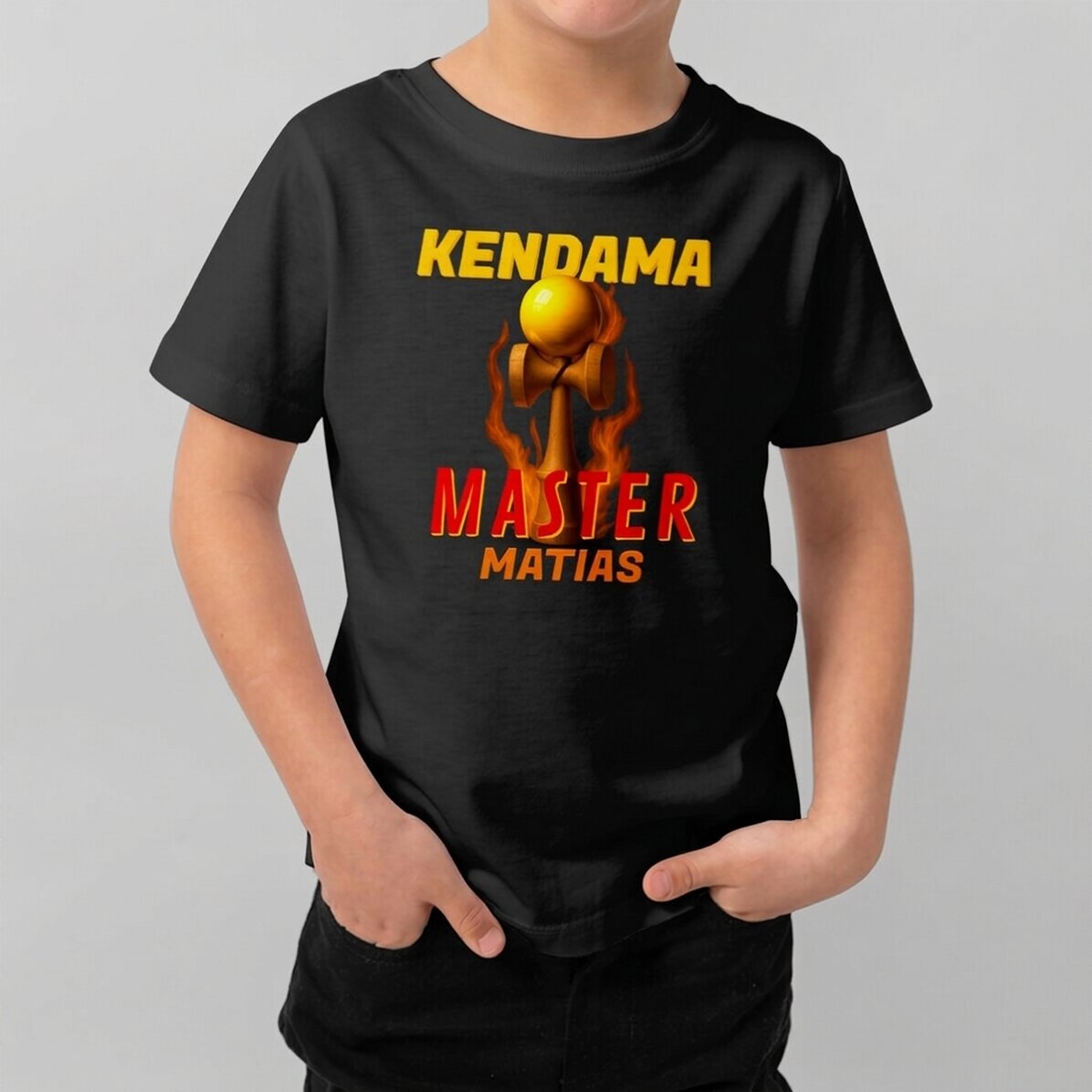 Personalisiertes Baumwoll-T-Shirt für Kinder mit Aufdruck – Kendama Master
