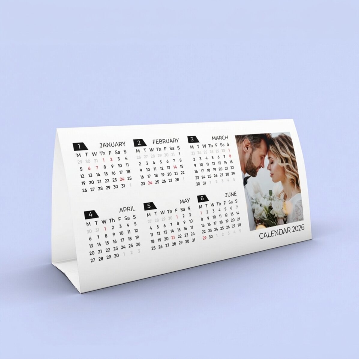 Personalisierter Tischkalender 2026 mit 2 Fotos