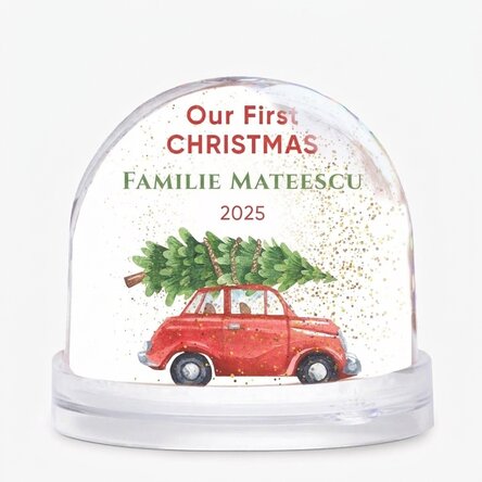 Personalisierte Schreibtischkugel mit Botschaft und Foto – Das erste Weihnachtsfest