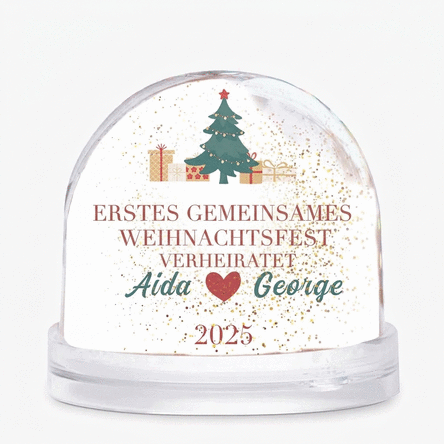 Personalisierte Schreibtischkugel mit Text und Foto – Weihnachten