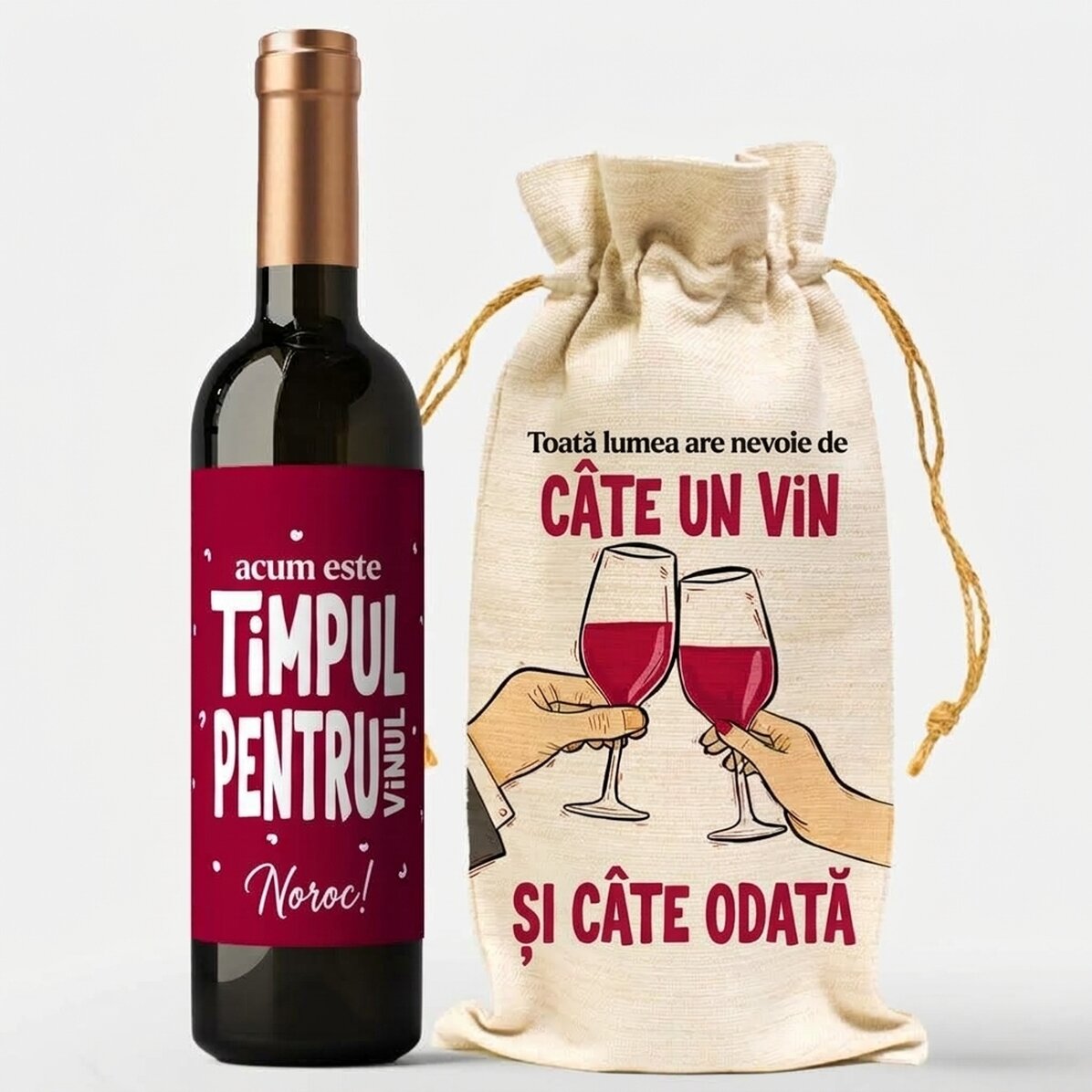 Geschenkset mit Weinflasche und Weintasche – Wine o