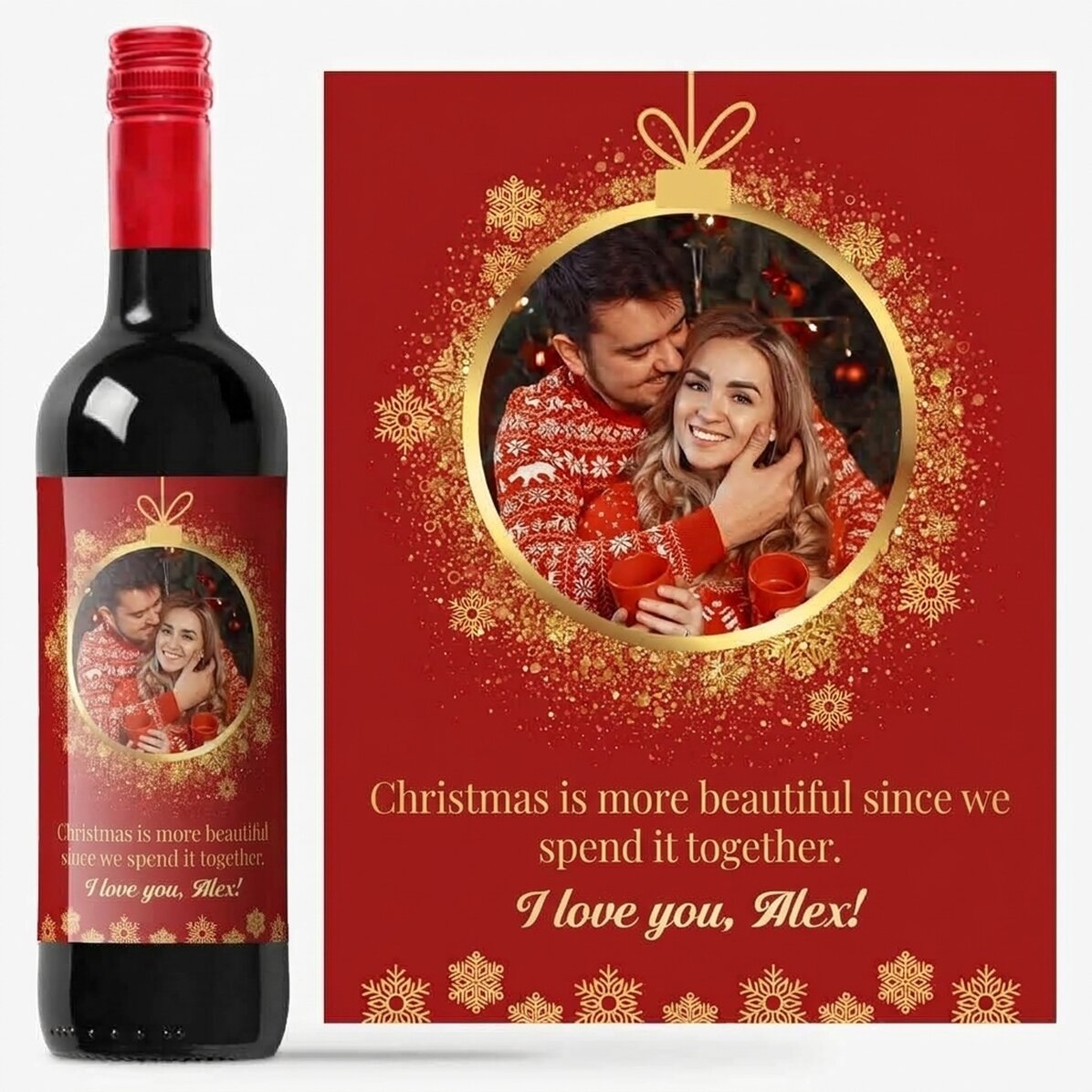 Personalisierter Wein mit Foto und Text – Weihnachten