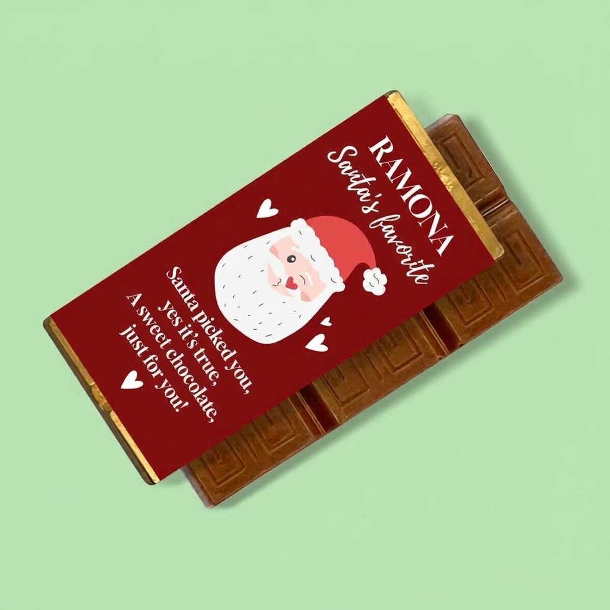 Personalisierte Mini-Schokoladentafel mit Aufdruck – Santa
