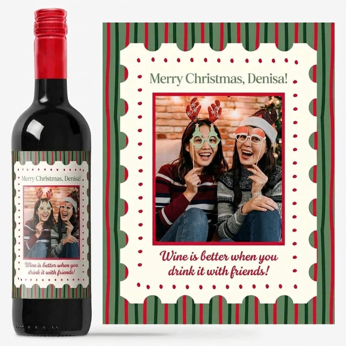 Personalisierter Wein mit Foto und Botschaft – Weihnachten
