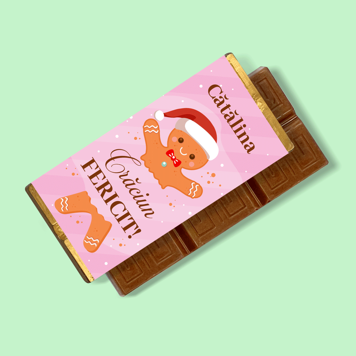 Personalisierte Mini-Schokoladentafel mit Text – Gingerbread