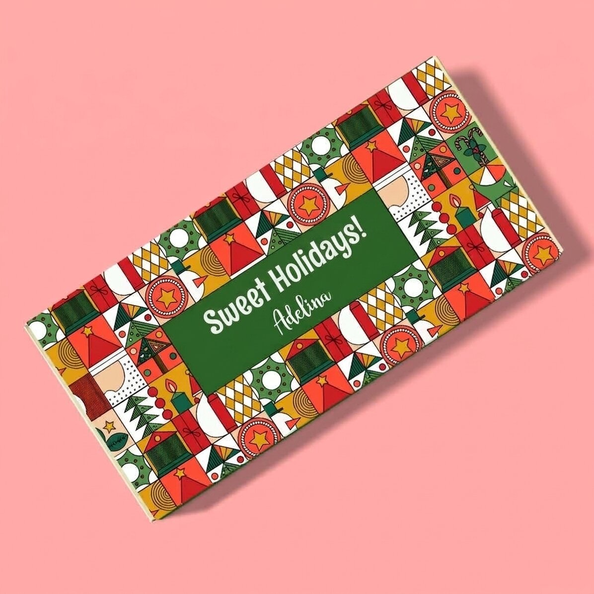 Personalisierte Schokolade mit Botschaft – Geometric Christmas