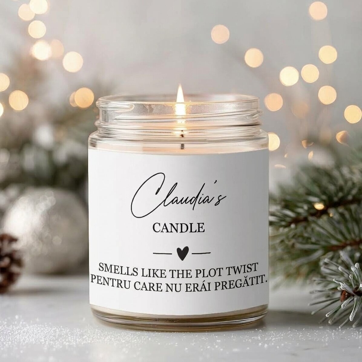 Große, personalisierte Duftkerze mit Text – Smells like
