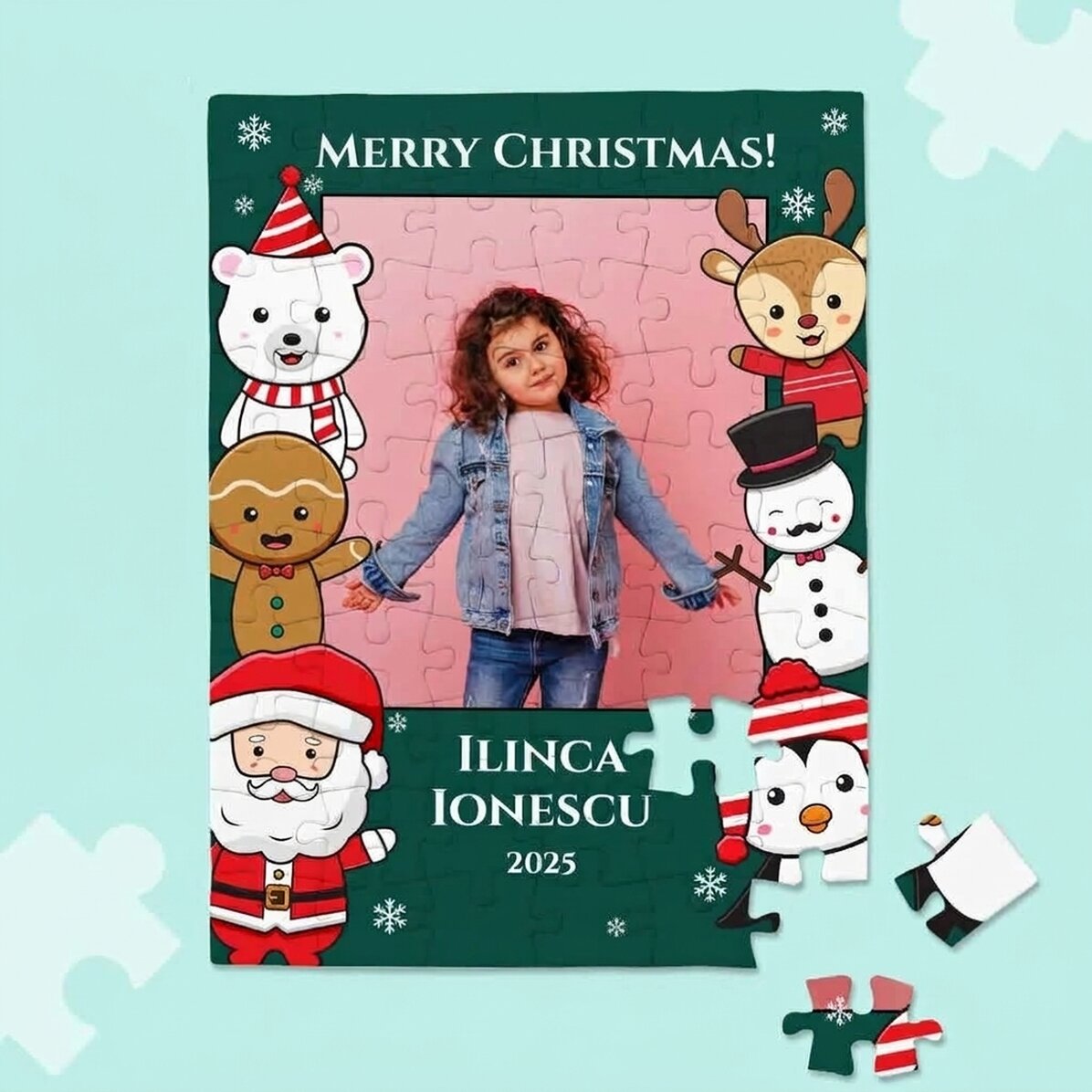 Personalisiertes Puzzle mit Foto und Botschaft – Weihnachten