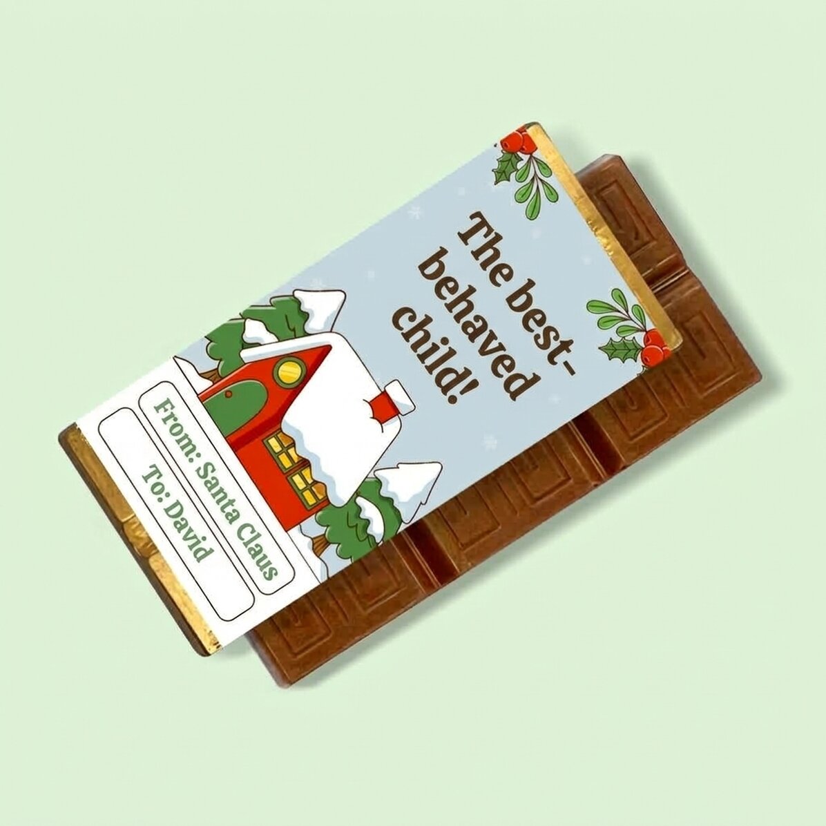 Personalisierte Mini-Schokoladentafel mit Botschaft – Weihnachten