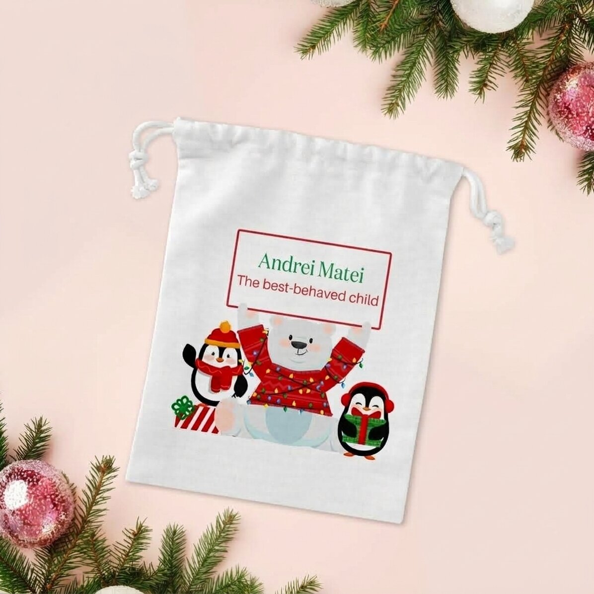 Kleiner Geschenksack mit individueller Beschriftung – Weihnachten