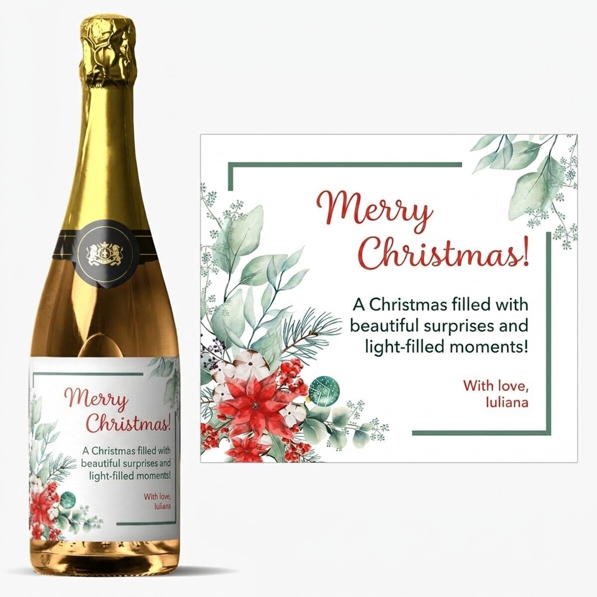 Personalisierter Sekt mit Text – Weihnachten