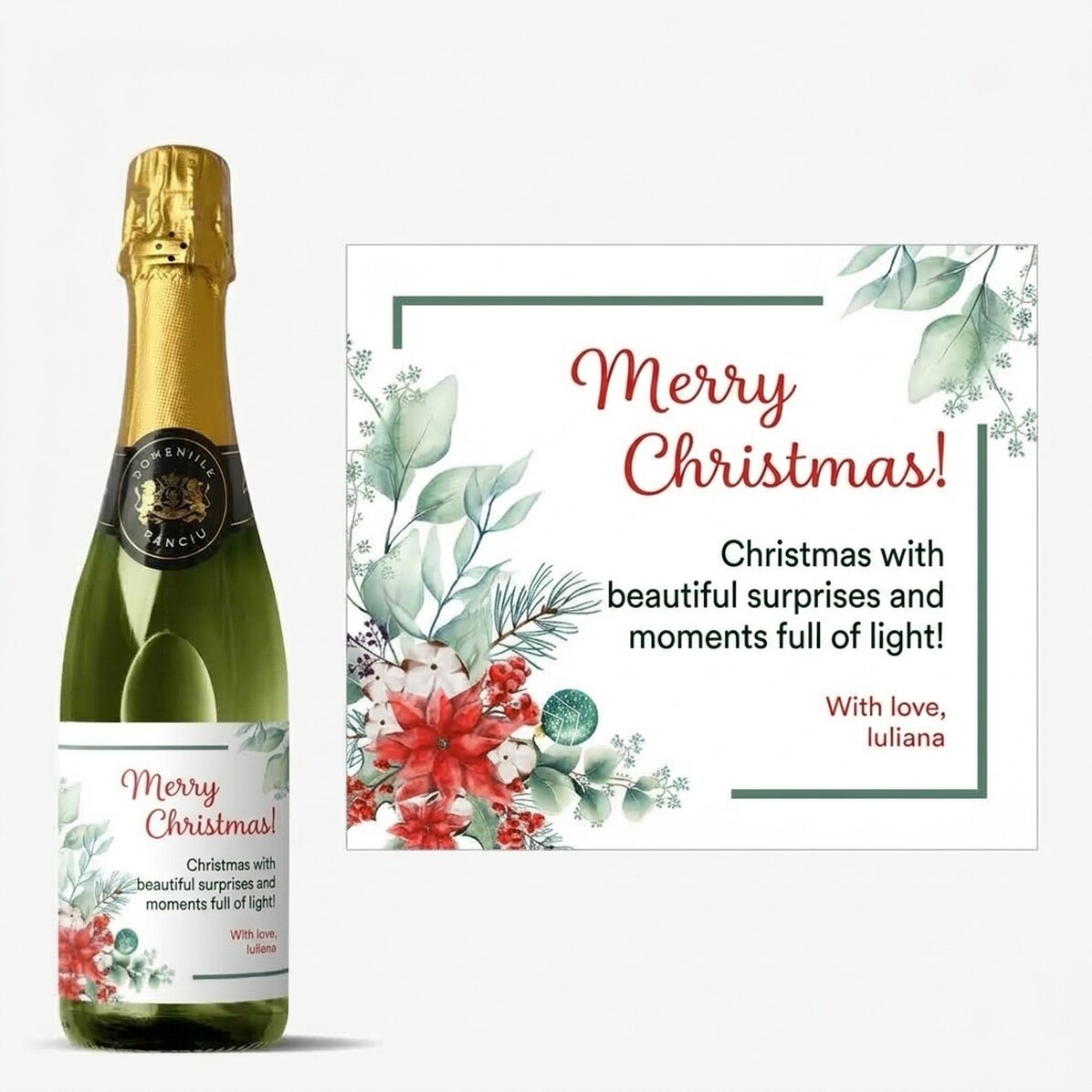 Mittlere Sektflasche mit individueller Beschriftung – Weihnachten