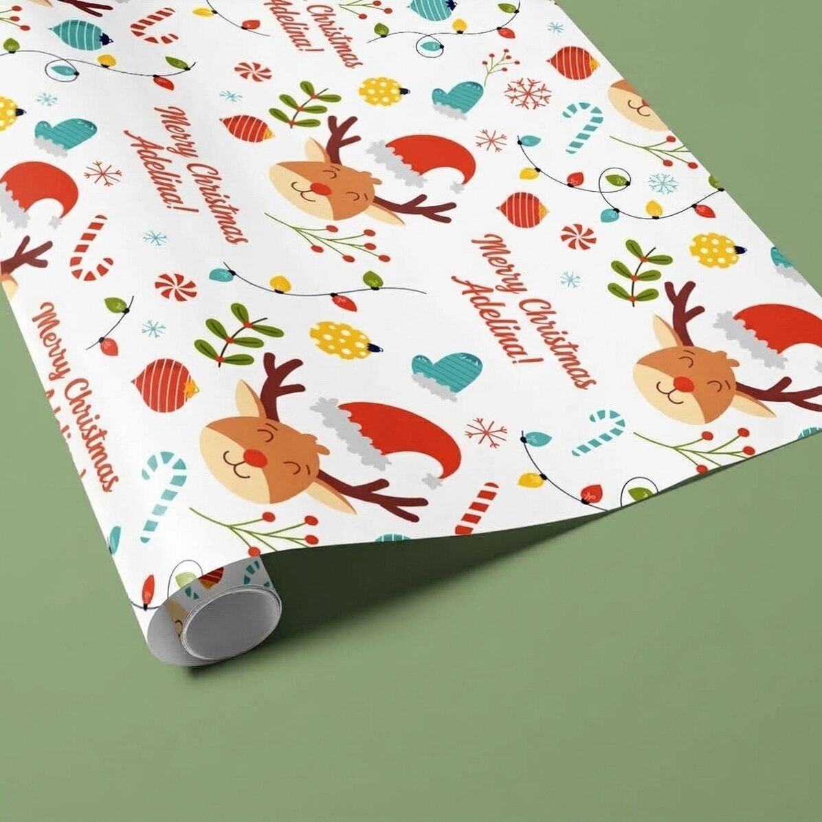 Individuell gestaltetes Geschenkpapier mit Text – Weihnachten