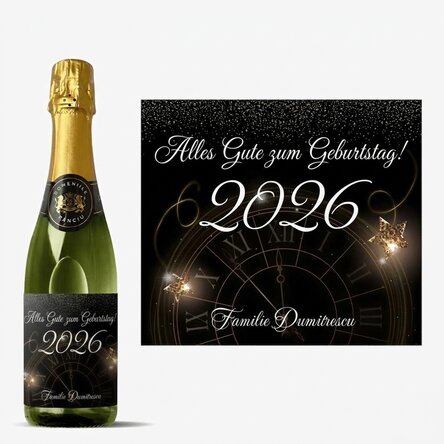 Mittlere Sektflasche mit individueller Beschriftung – Neujahr