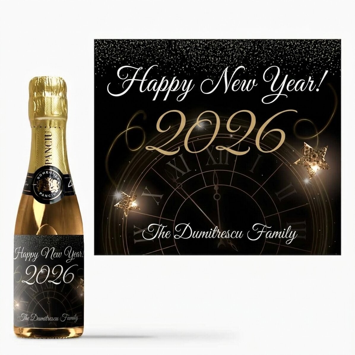 Kleine Flasche Sekt mit individueller Beschriftung – Neujahr