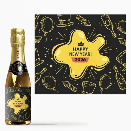 Kleine Flasche Sekt mit individueller Beschriftung – Silvesterparty