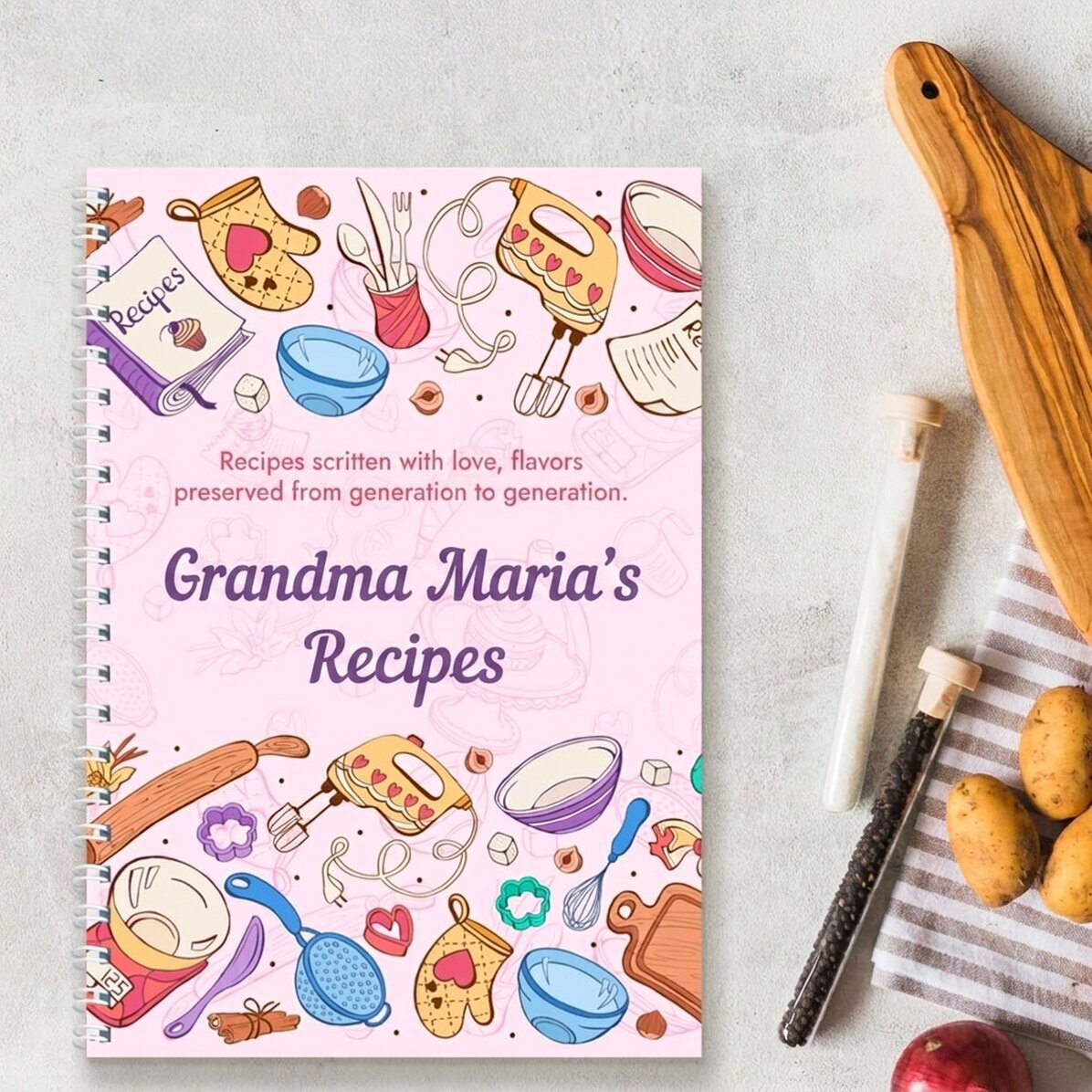 Personalisiertes Notizbuch mit Botschaft – Rezepte