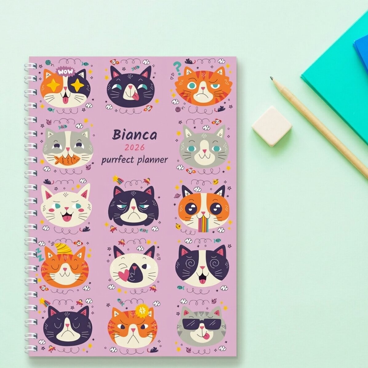 Personalisiertes Notizbuch mit Text – Cats