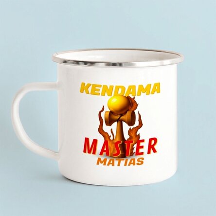 Emaillierter Metallbecher mit Namensaufdruck für Kinder – Kendama Master