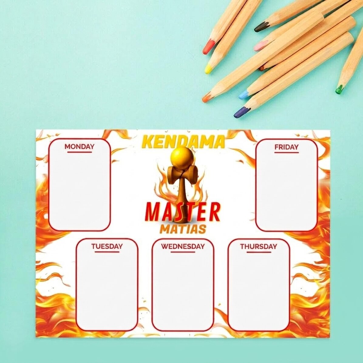 Individuell gestalteter Stundenplan mit Text – Kendama Master