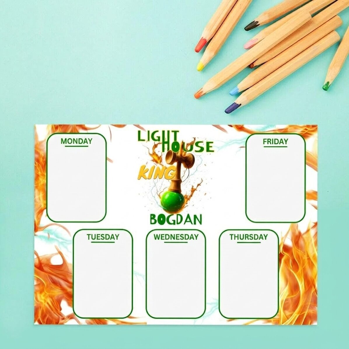 Individuell gestalteter Stundenplan mit Text – Lighthouse King