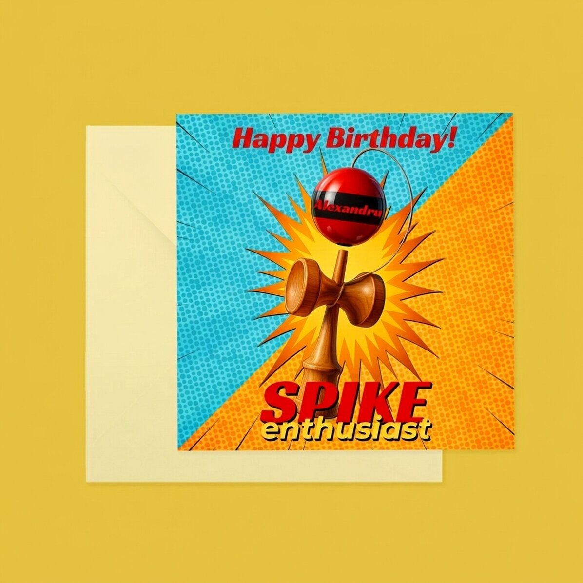 Individuell gestaltete quadratische Karte mit Text – Spike Enthusiast
