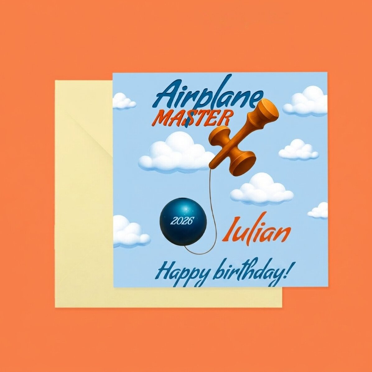 Individuell gestaltete quadratische Karte mit Text – Airplane Master