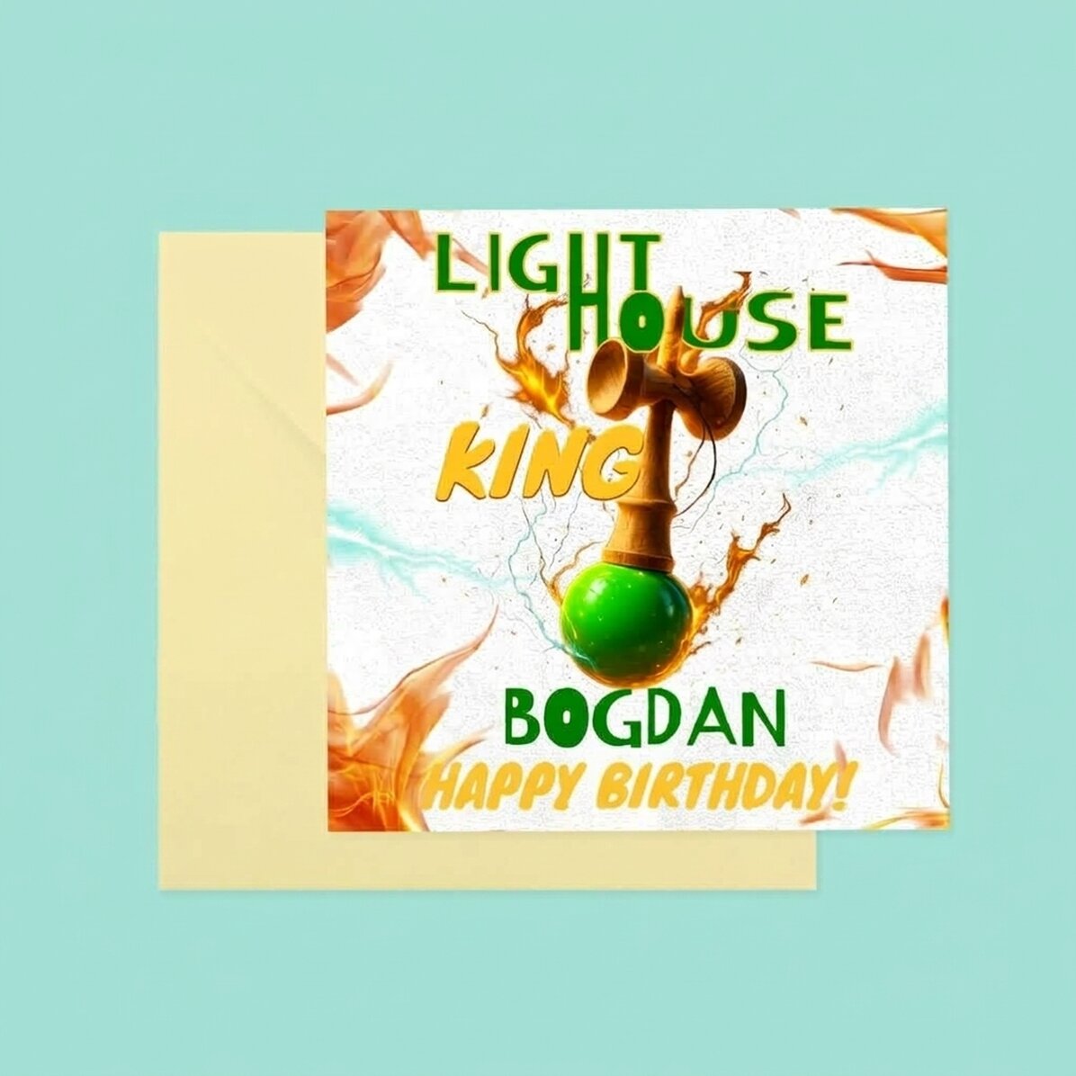 Individuell gestaltete quadratische Karte mit Text – Lighthouse King