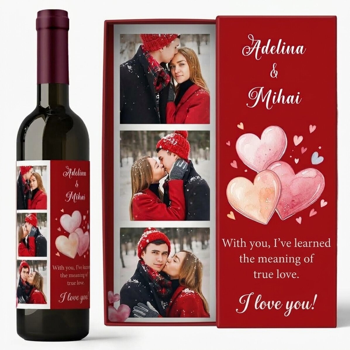 Personalisierter Wein mit Fotos und Text – Liebe