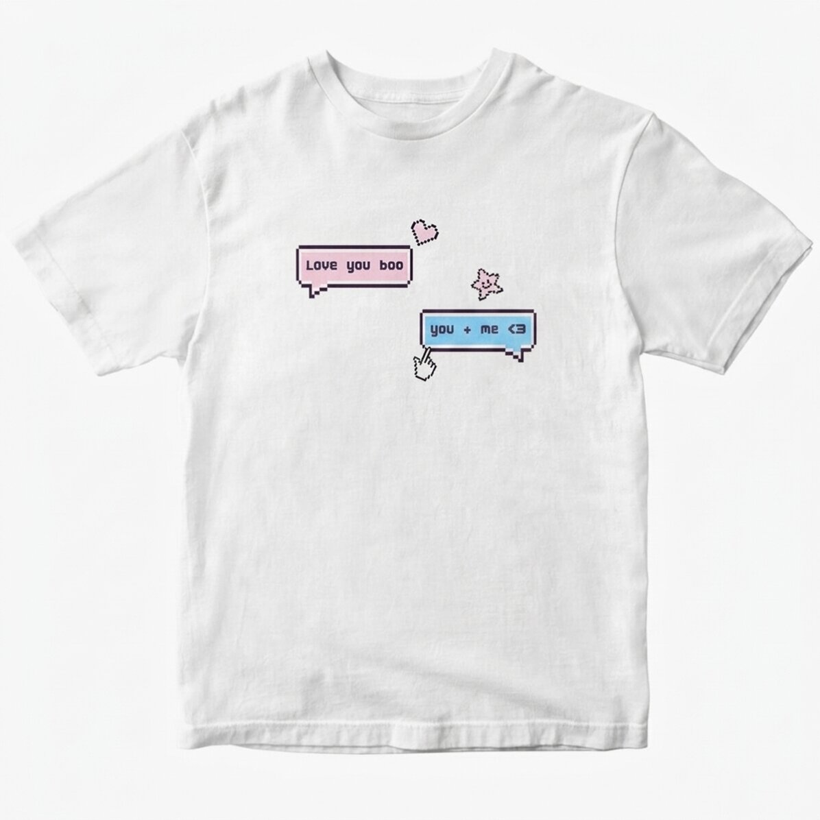Personalisiertes Baumwoll-T-Shirt mit Aufdruck – Pixel Chat