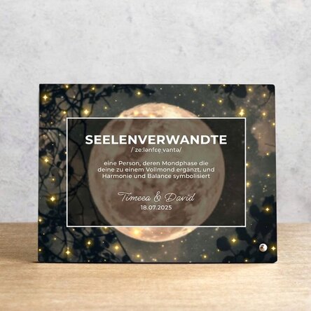 Personalisierter Fotorahmen für den Schreibtisch mit Text – Full Moon Compatibility