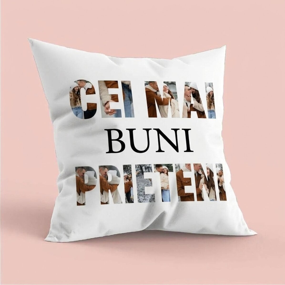 Personalisiertes Kissen mit 8 Fotos und Text – Best