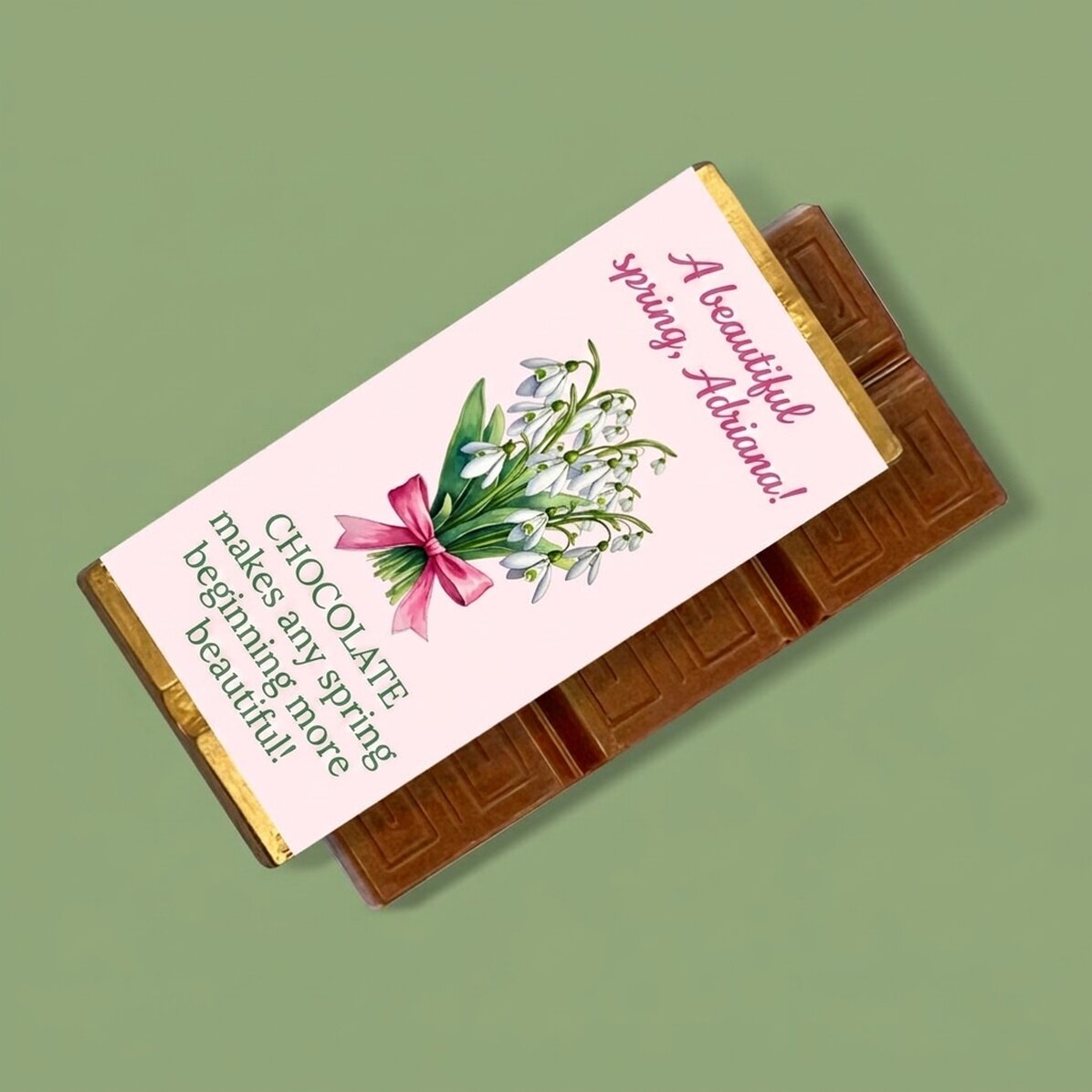 Personalisierte Mini-Schokoladentafel mit Botschaft – Frühling