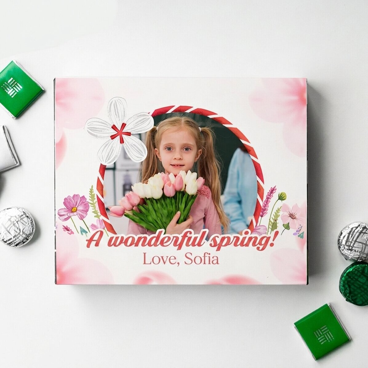 Personalisierte Pralinenschachtel mit Foto und einer süßen Botschaft