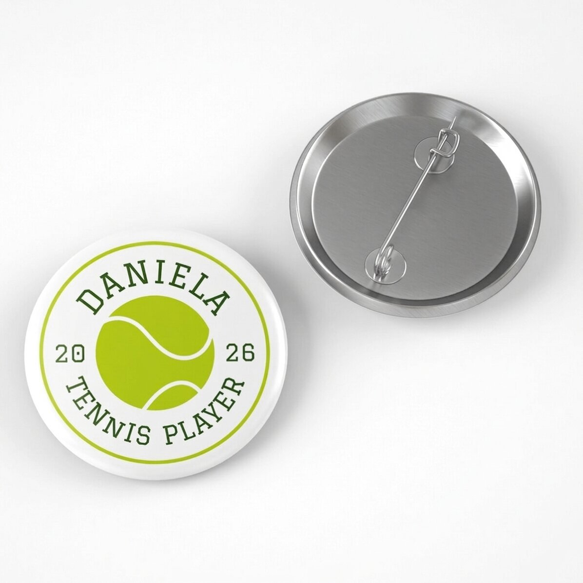 Personalisiertes Abzeichen mit Text – Tennis