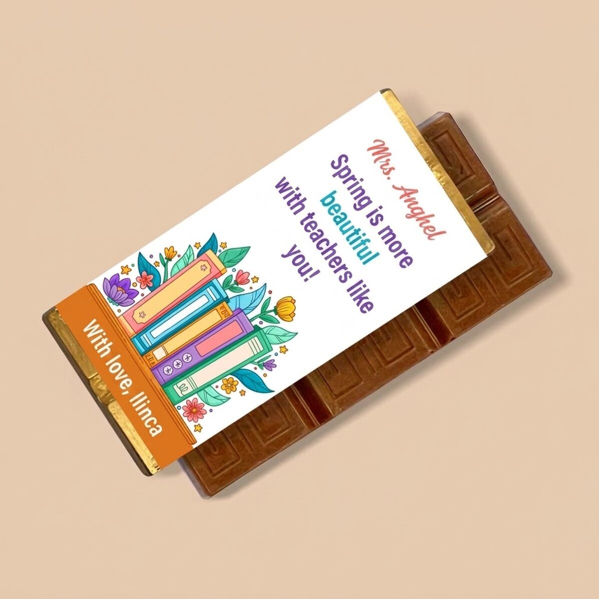 Personalisierte Mini-Schokoladentafel mit Text für Lehrerinnen